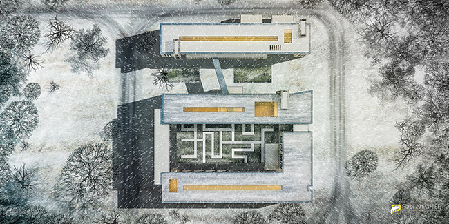 Kış Çalışması Bina Üst Görünümü - Pixel Art CHIEF