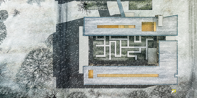 Kış Çalışması Bina Üst Görünümü - Pixel Art CHIEF